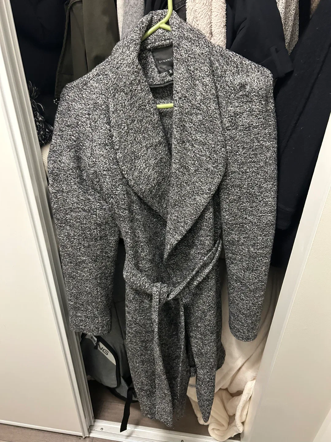 Dynamite Grey Belted Coat - Size P/S