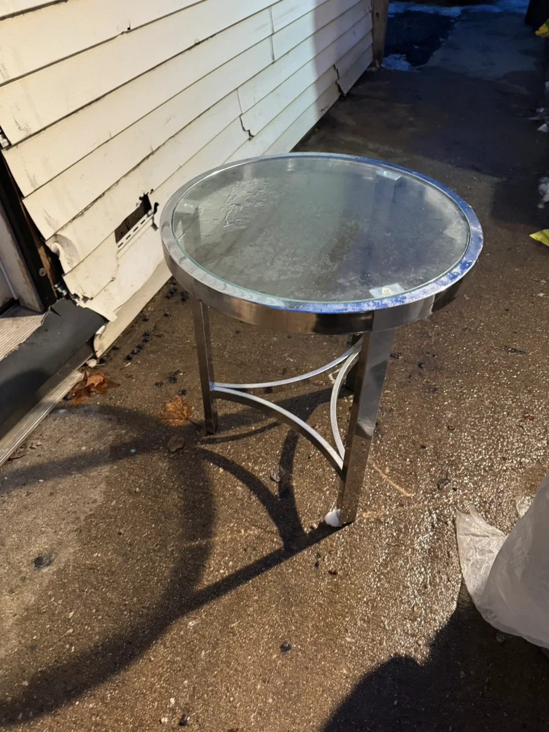 Round Glass Top Side Table - 23" Diameter