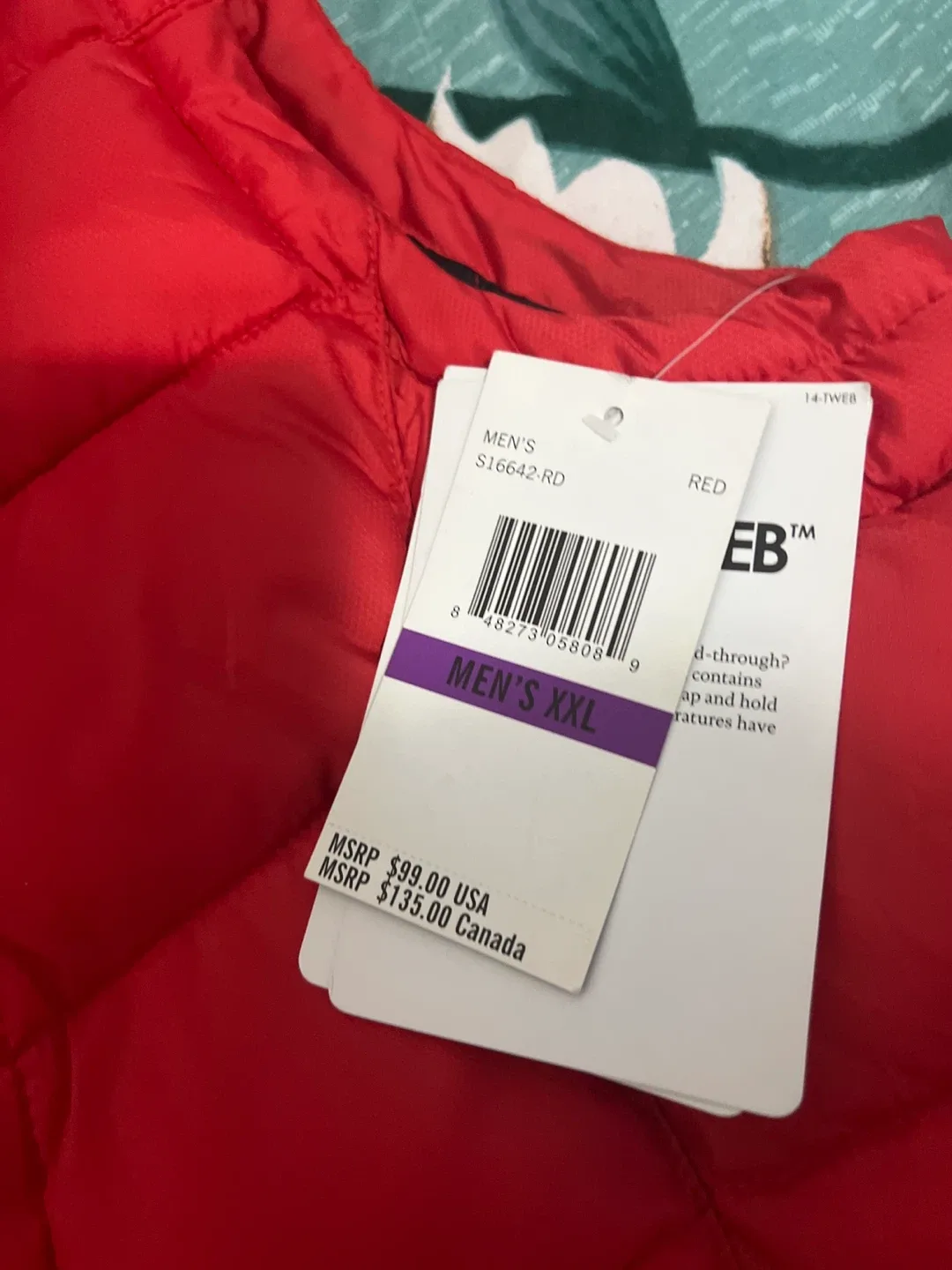 New Spyder Men's XXL Red Puffer Vest image indicator(2)