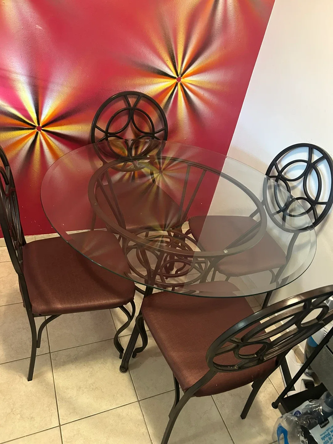 Glass Top Dining Table with 4 Chairs