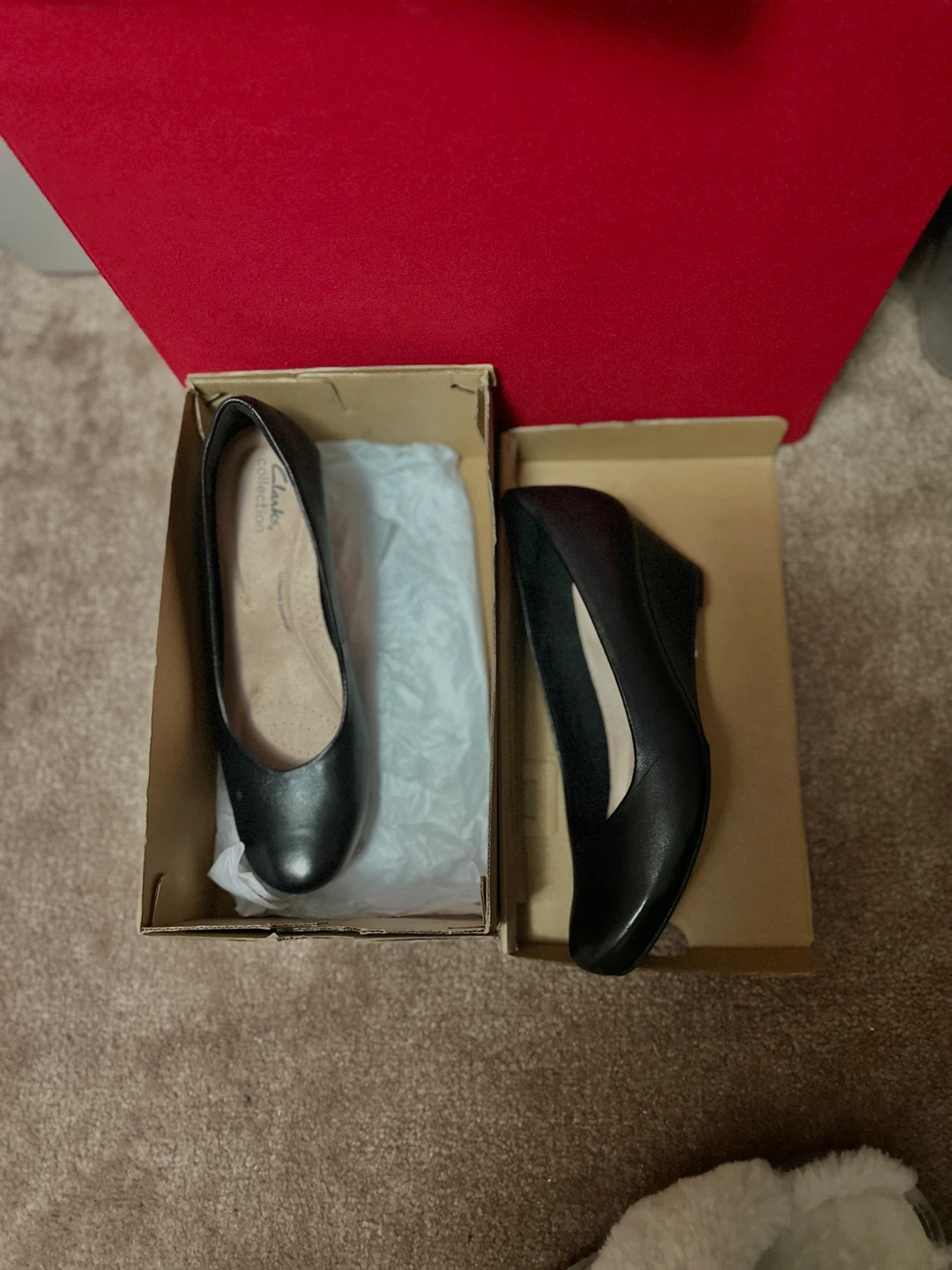 Clarks Black Leather Wedge Shoes