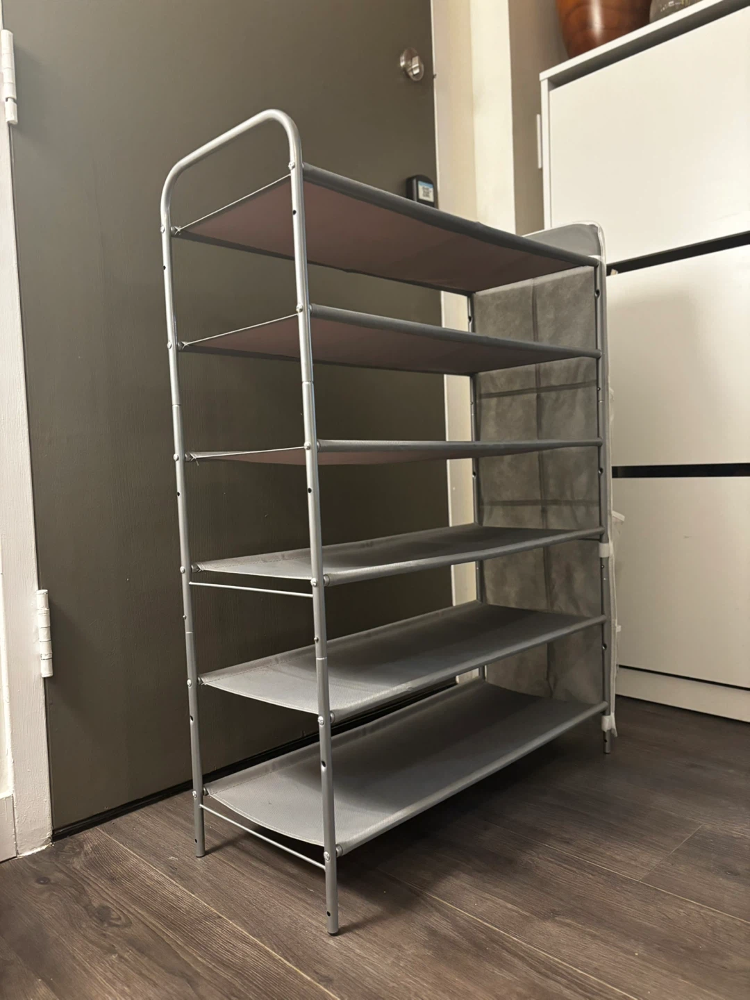 Grey 6-Tier Shoe Rack
