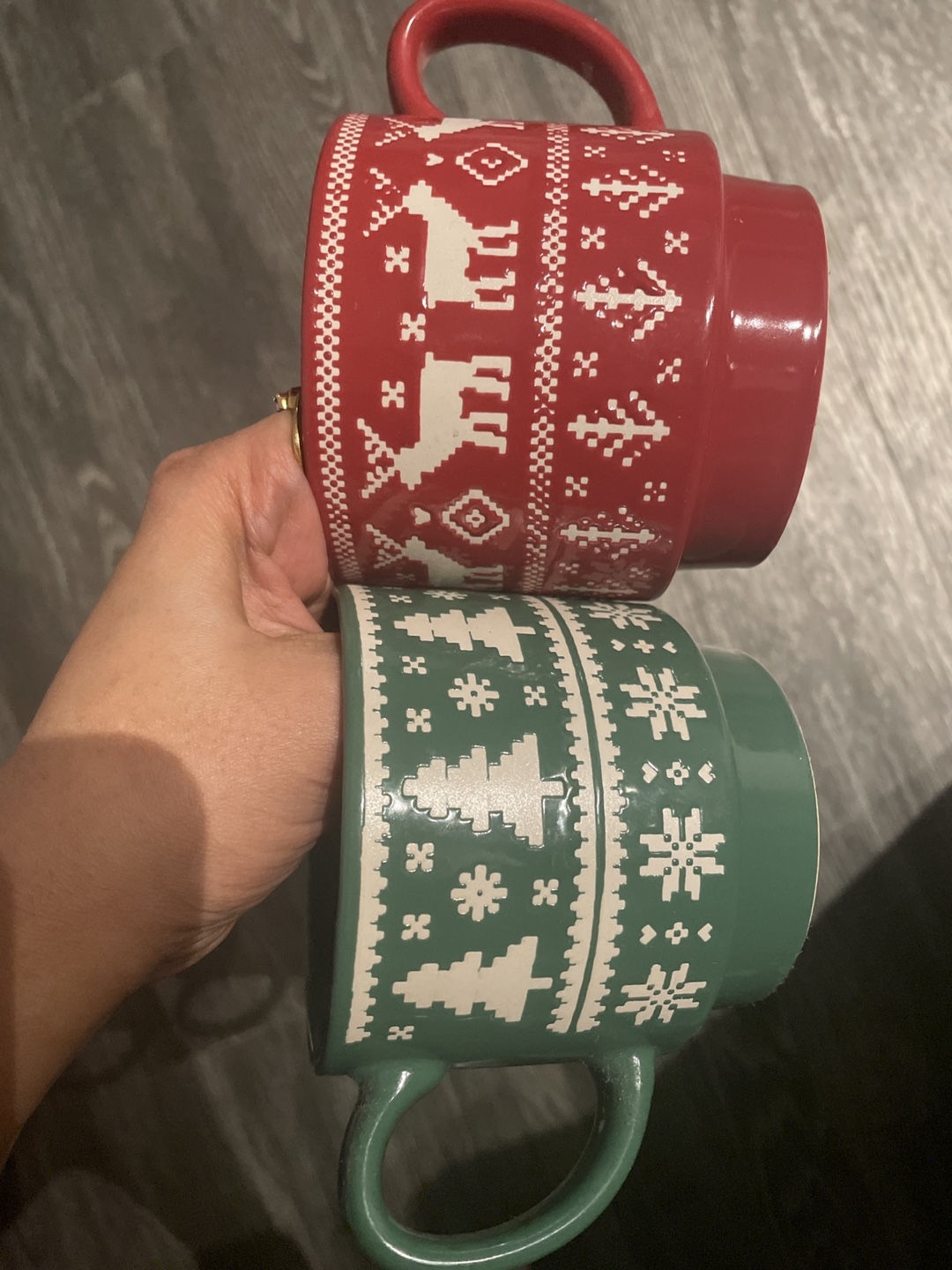 Christmas Mugs - Red and Green -2
