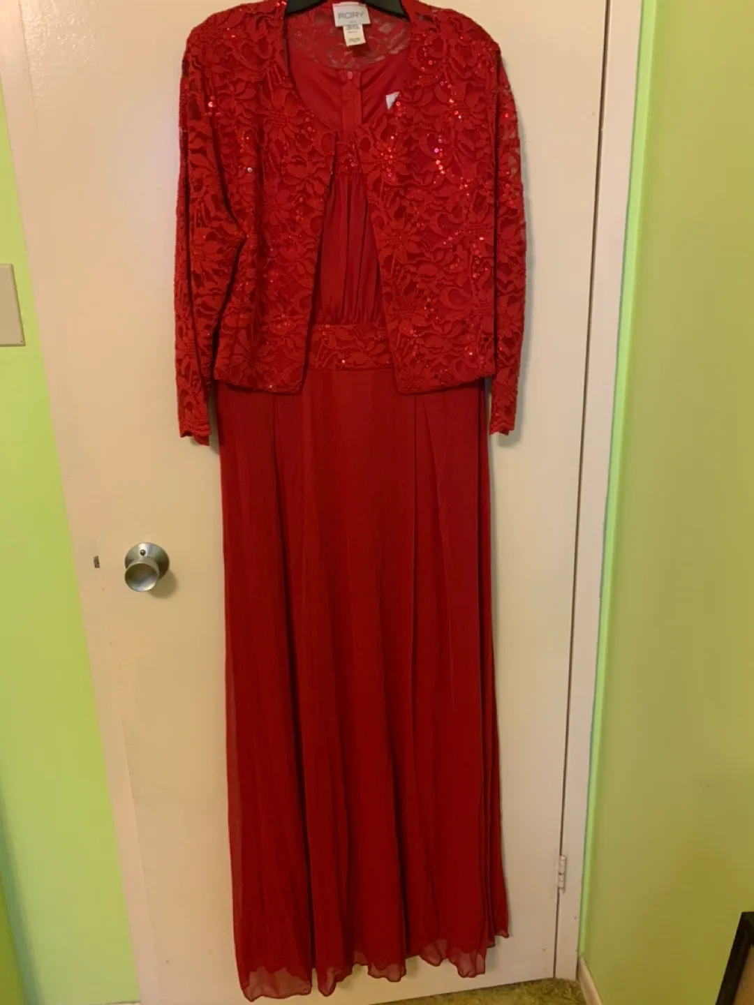 Rory Red Maxi Dress with Sequin Jacket