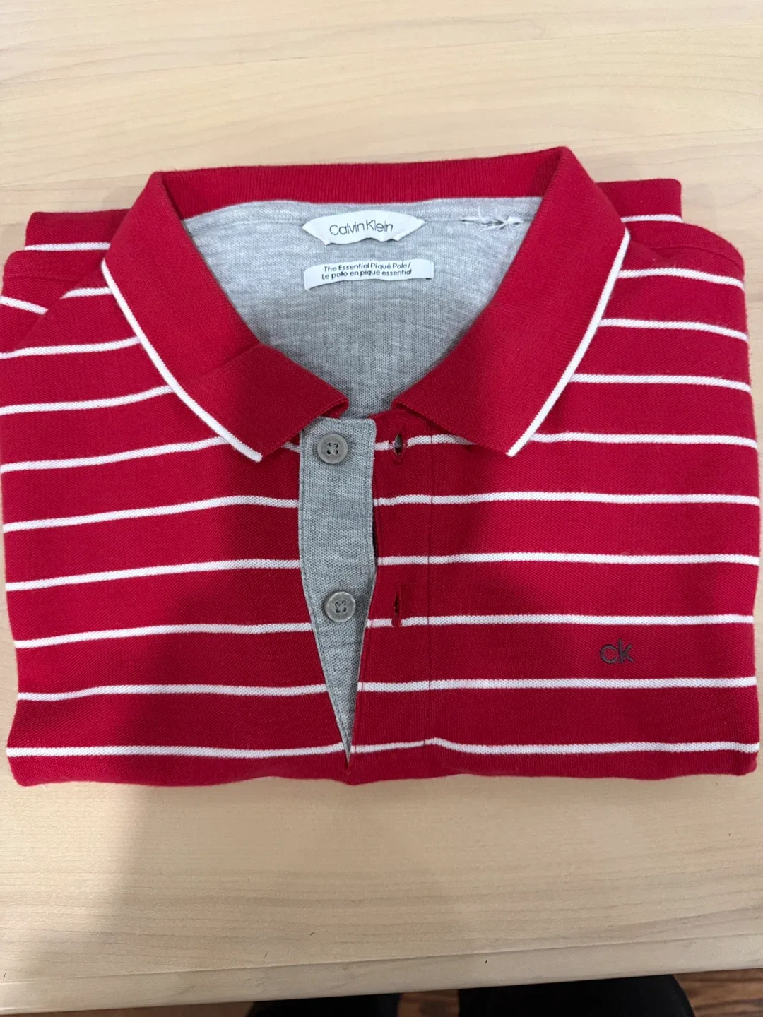 Calvin Klein Red Striped Polo Shirt Medium