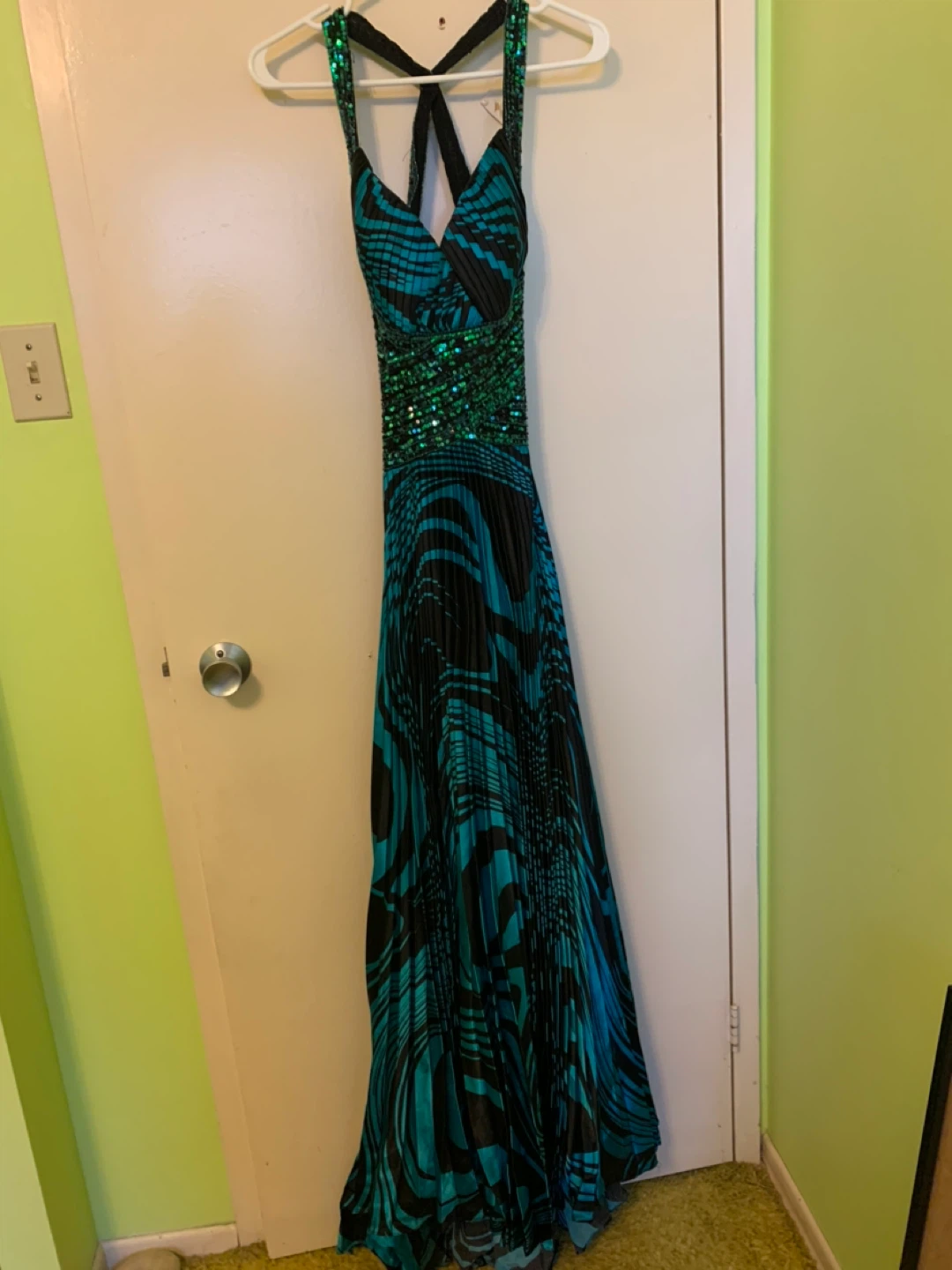 Turquoise & Black Formal Dress