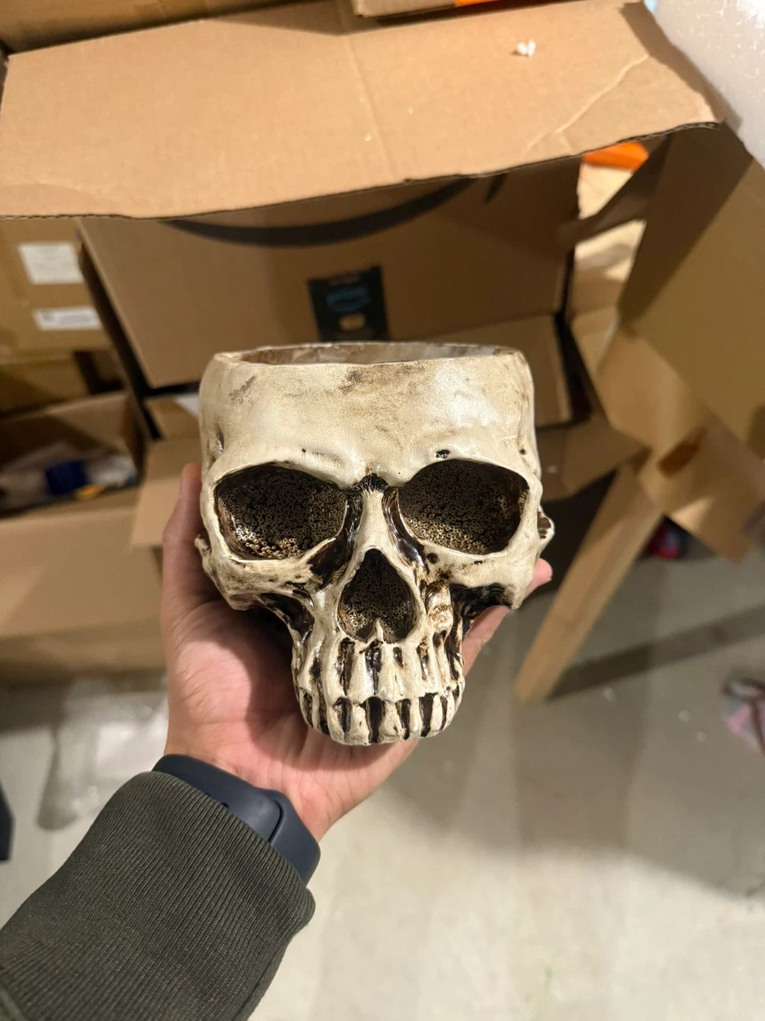 New in box! Skull Head Planter Flower Pot Vase Resin Decor - photo 2