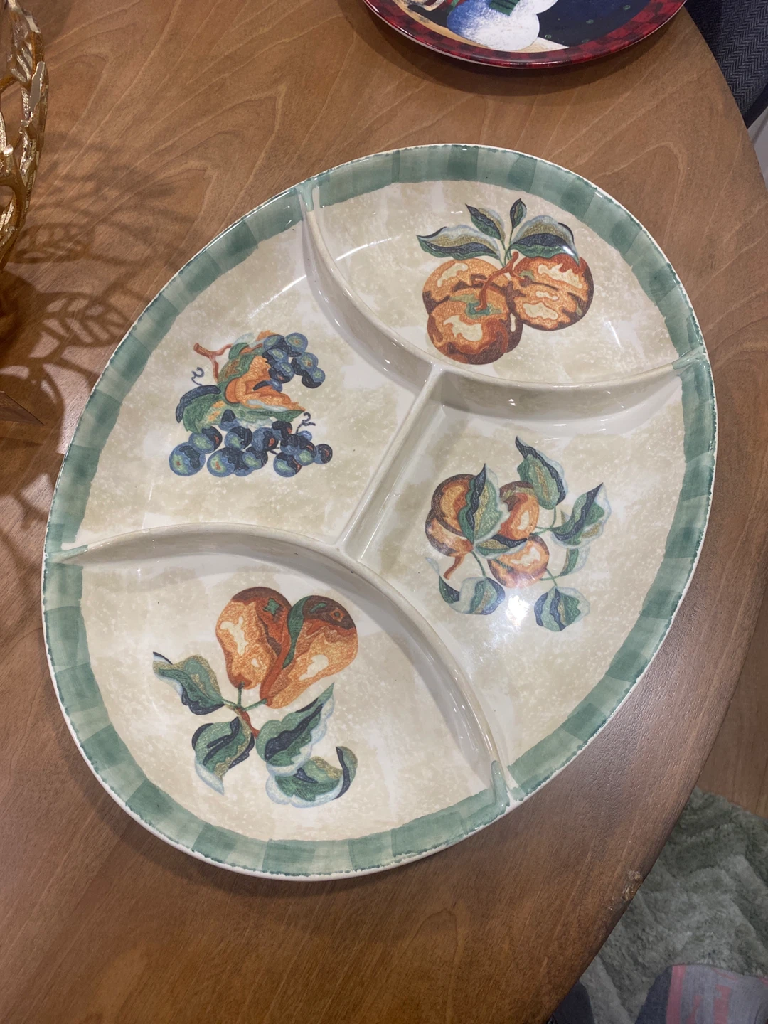 Divided Serving Platter with Fruit Design