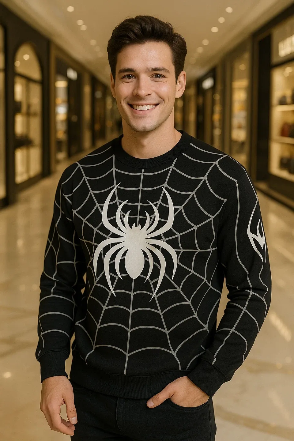 H&M Spider-Web Print Sweatshirt image indicator(4)