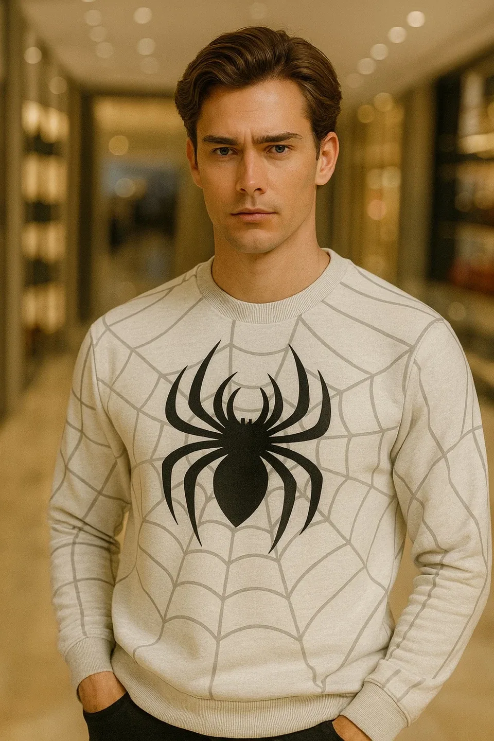 H&M Spider-Web Print Sweatshirt image indicator(5)