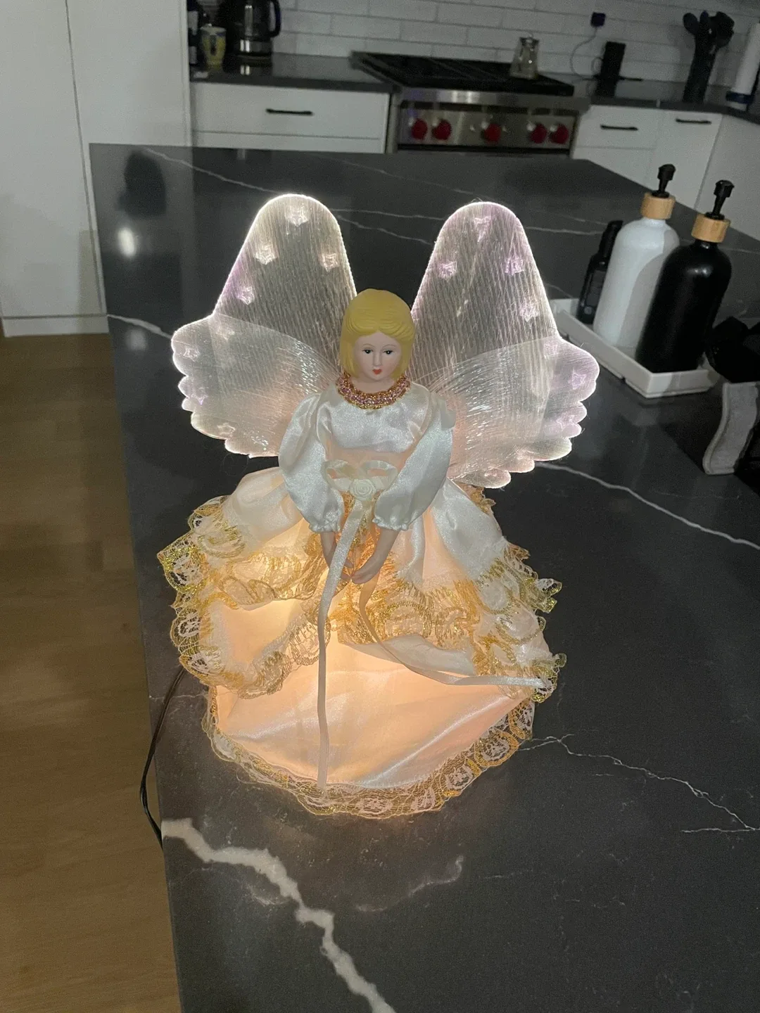 Angel Tree Topper with Fiber Optic Wings