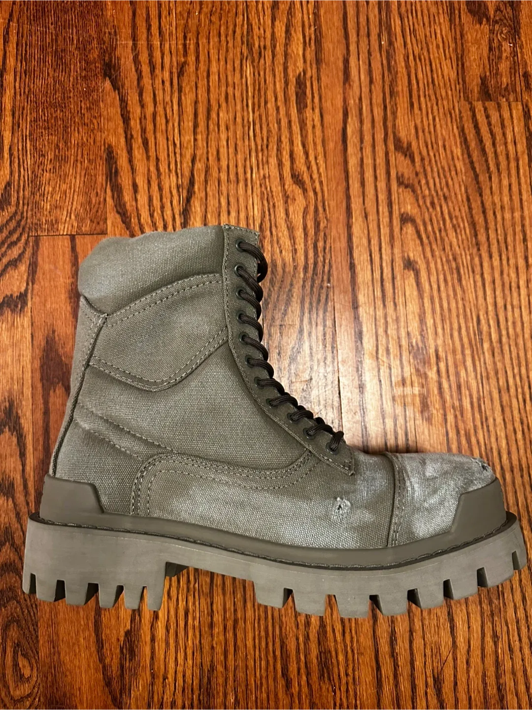 Balenciaga Combat Strike Boots | Olive | Size 43 / US 10