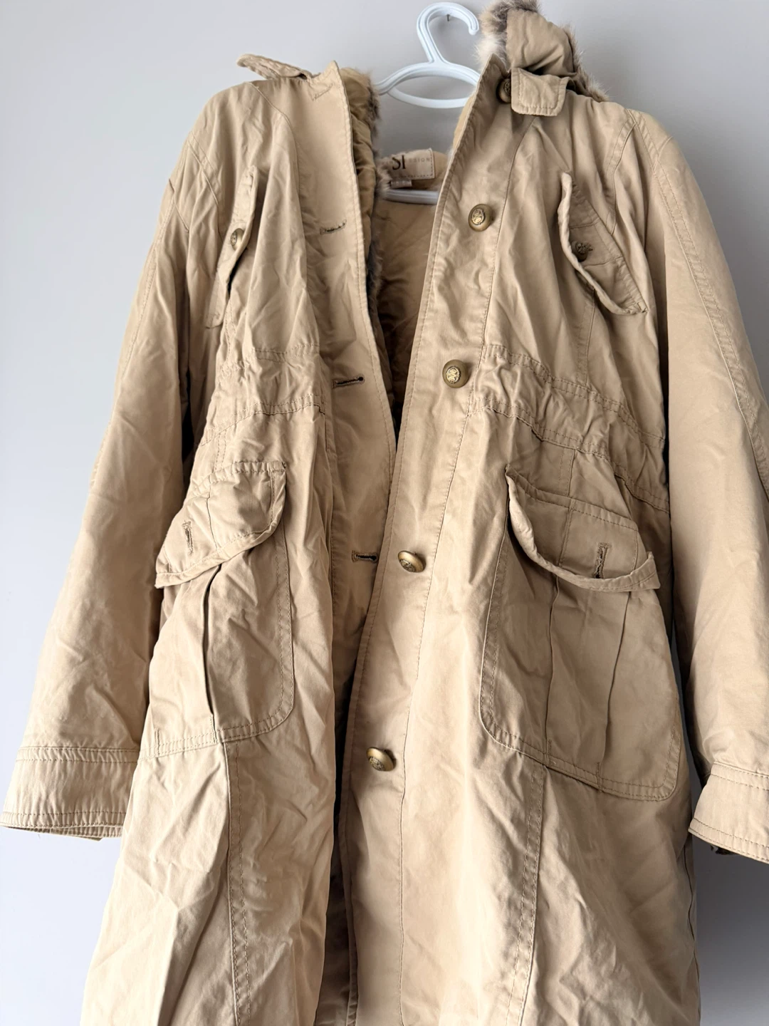 Tan Winter Coat with Fur Trim - photo 2