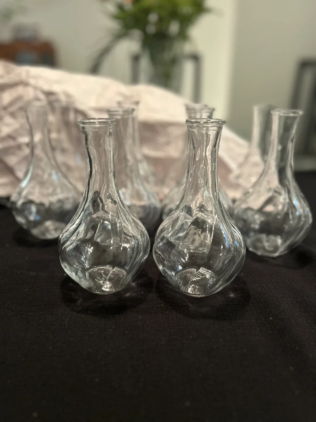 Set of 10 Clear Glass Bud Vases