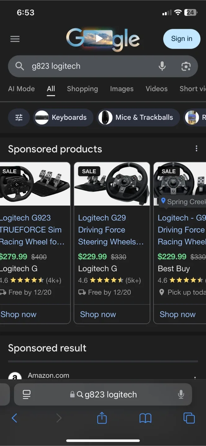 Logitech G29 Driving Force Racing Wheel