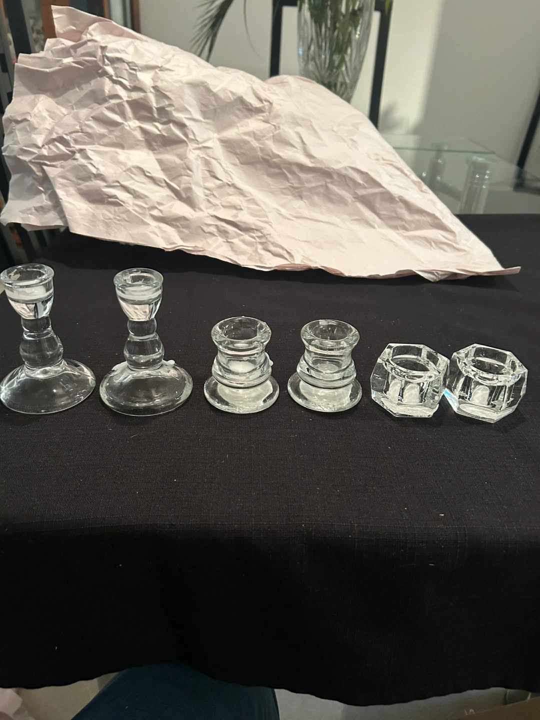 Clear Glass Candle Holders (Set of 2)