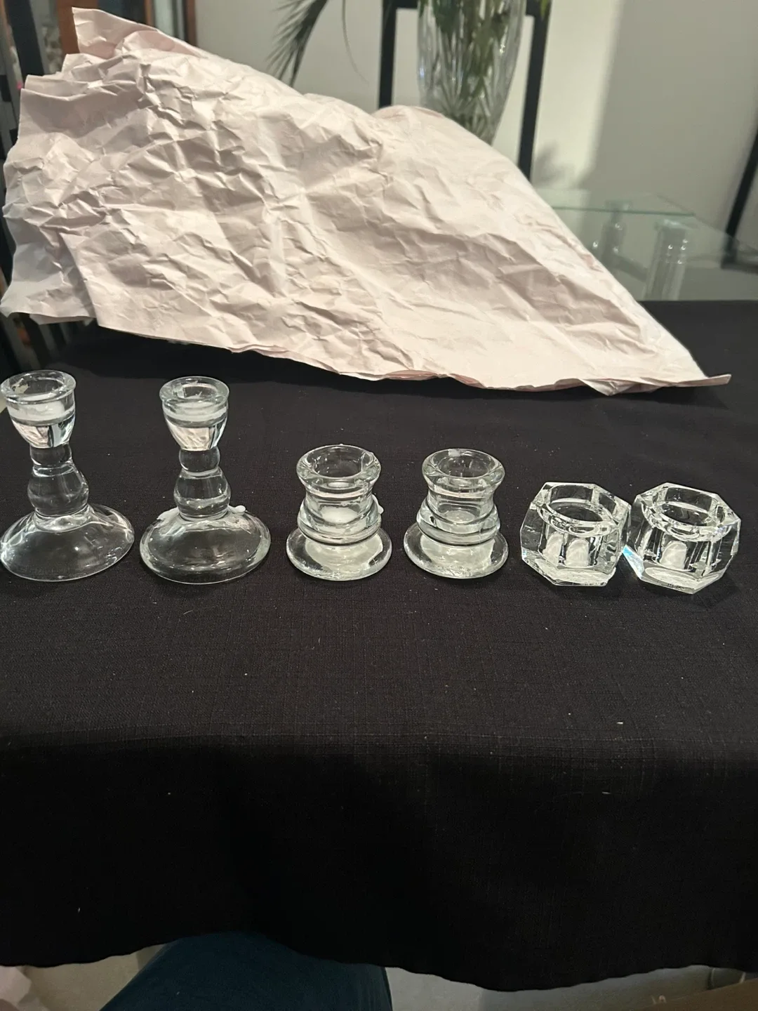 Clear Glass Candle Holders (Set of 2)