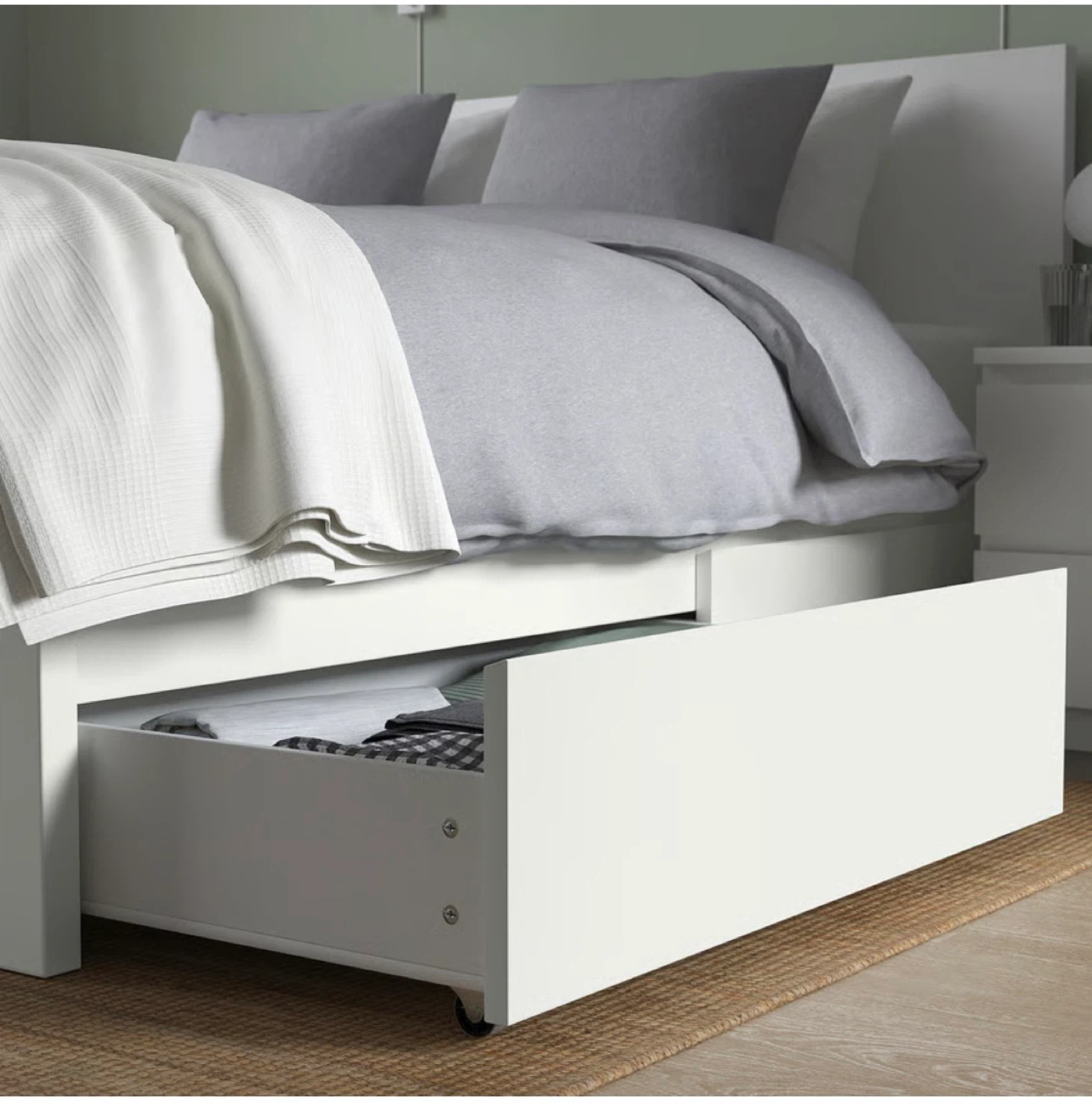 Move out sale! IKEA MALM White Bed Frame w/4 Storage Boxes