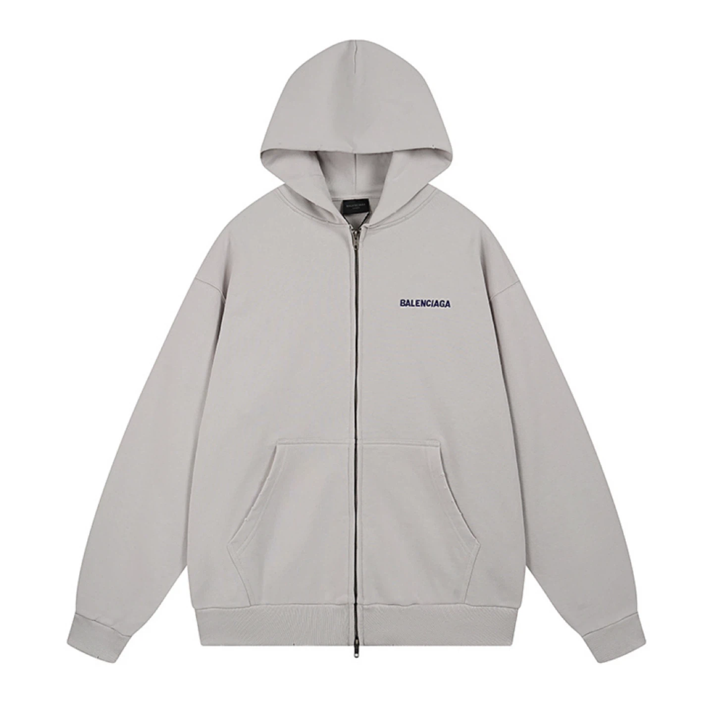 Balenciaga Grey Zip-Up Hoodie