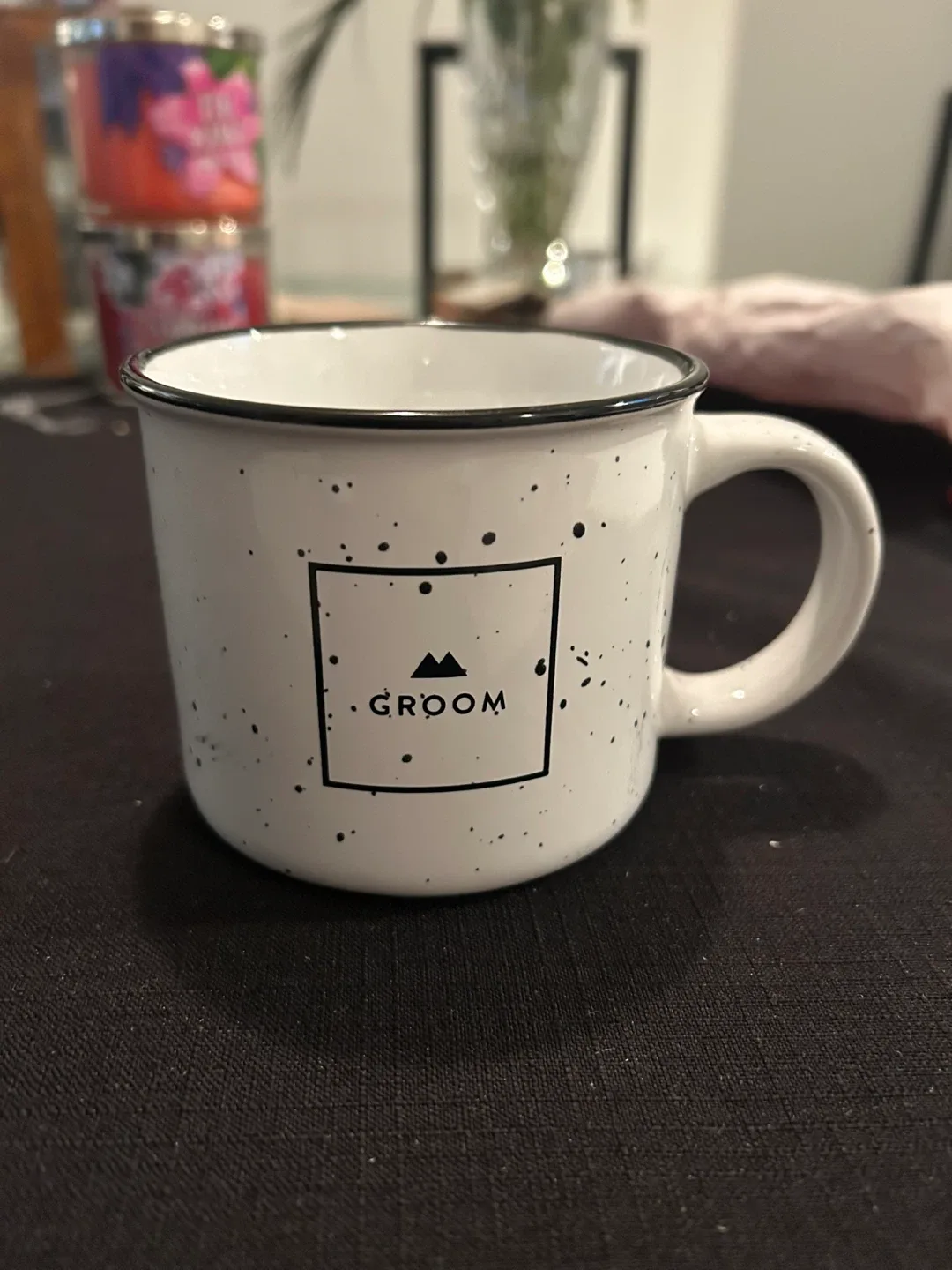 Groom White Speckled Mug