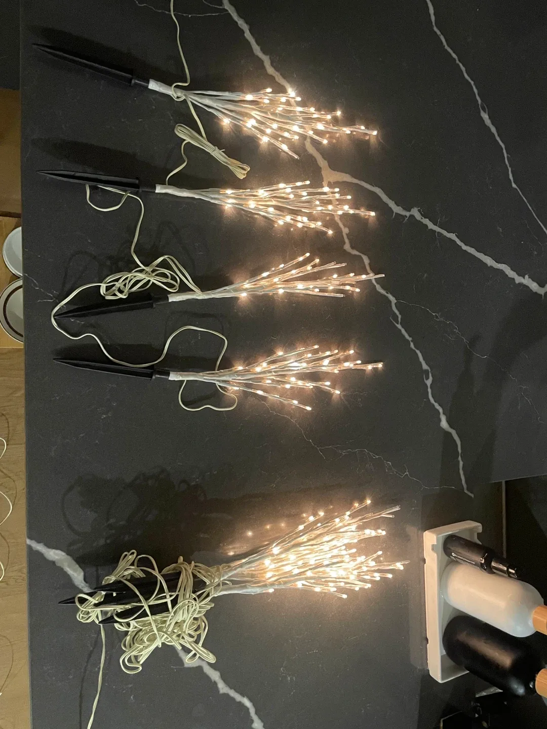 4x White Branch Stake Lights - Outdoor Decor