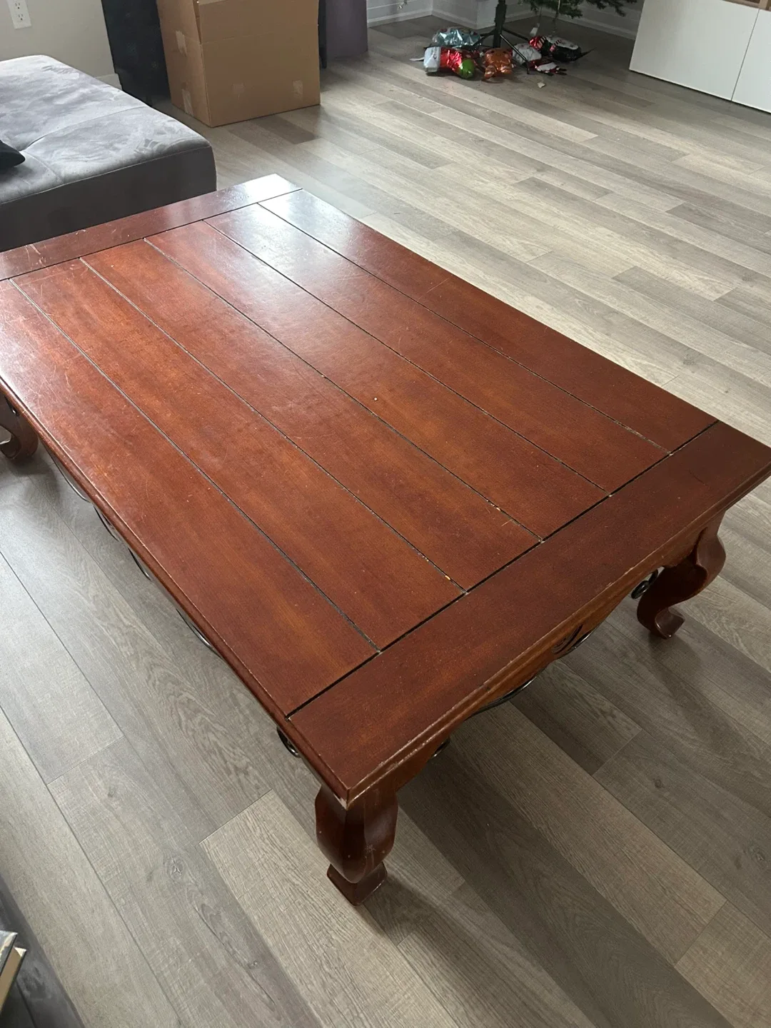 Wood Coffee Table, Bookcase, and Side Table