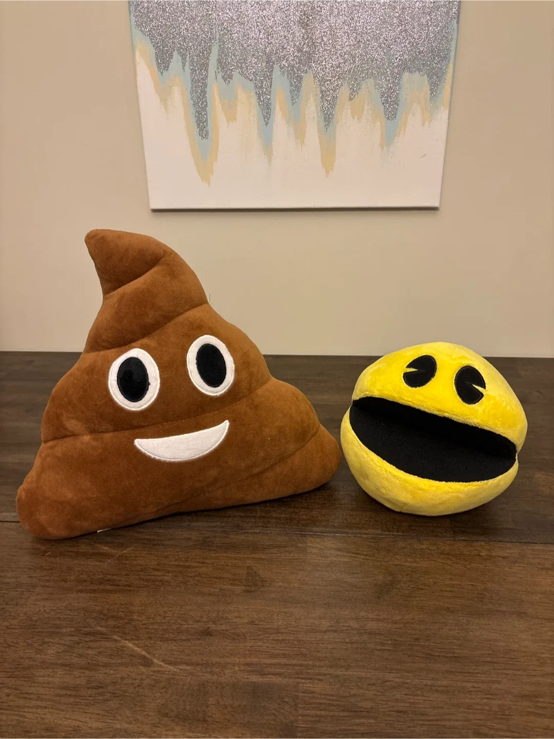 Emoji Poop & Pac-Man Plush Pillows