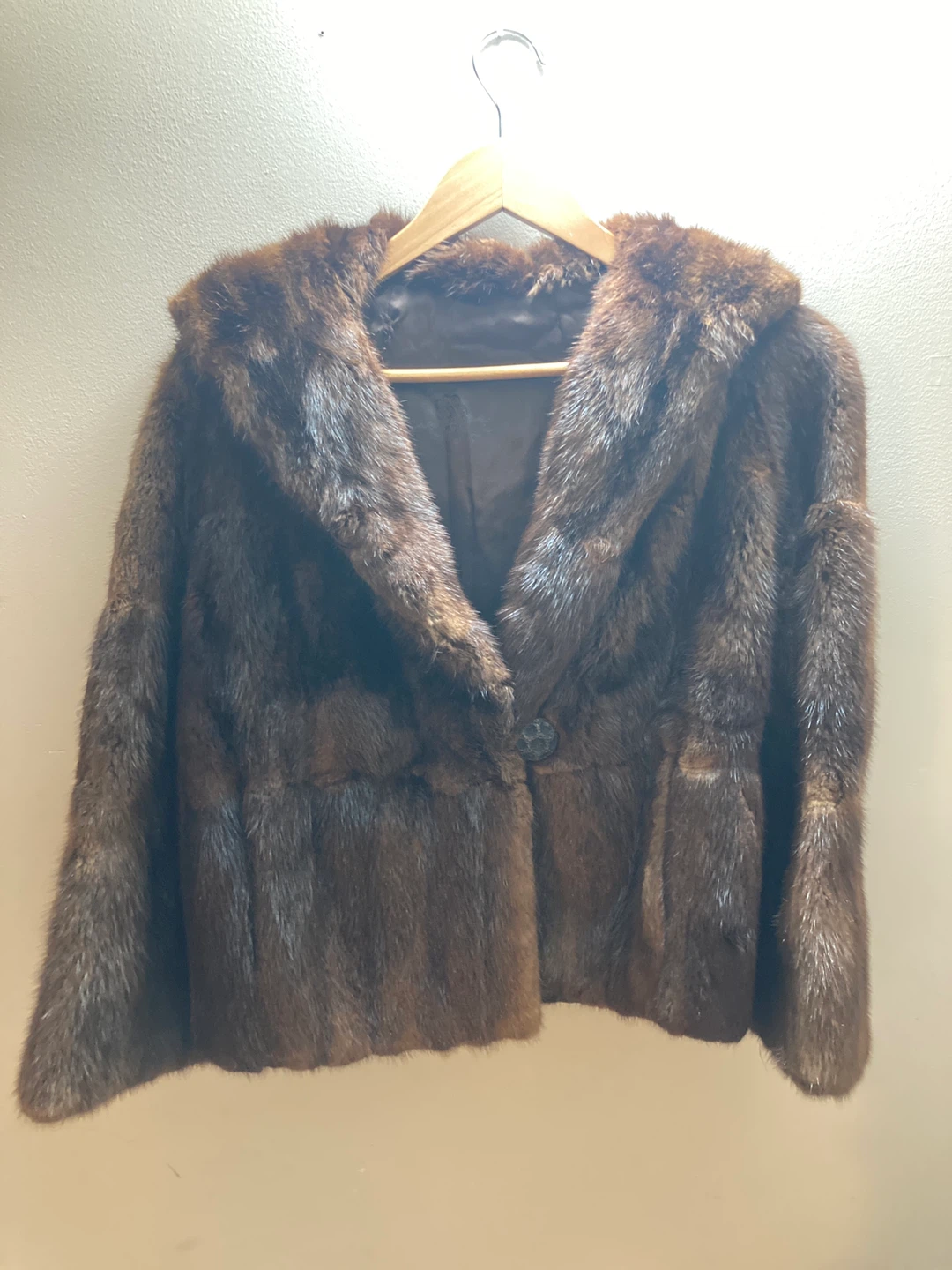 Brown Genuine Fur Coat for Petit Woman - Small - photo 2