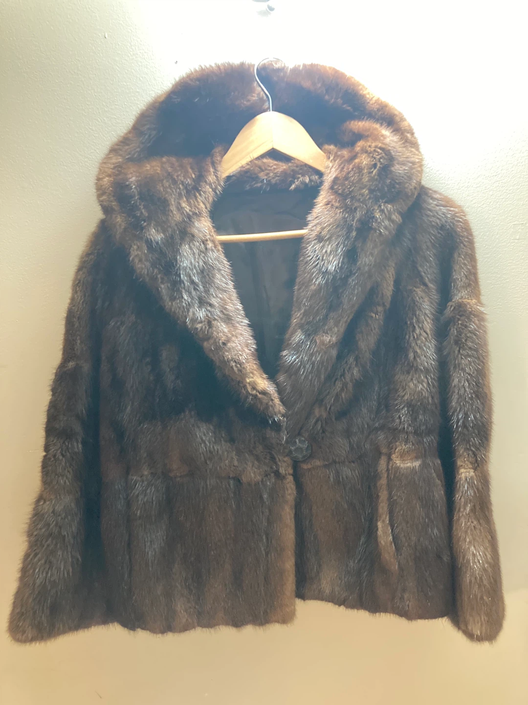 Brown Genuine Fur Coat for Petit Woman - Small