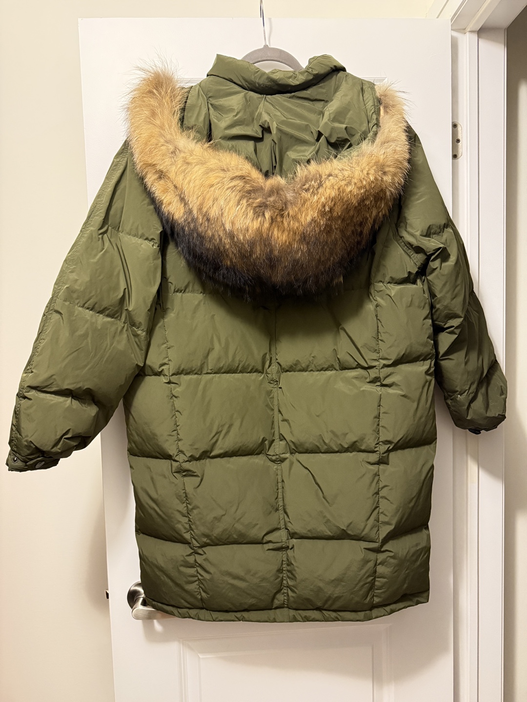NANING9 Olive Green Padded Down Coat with real fur !!! - photo 3