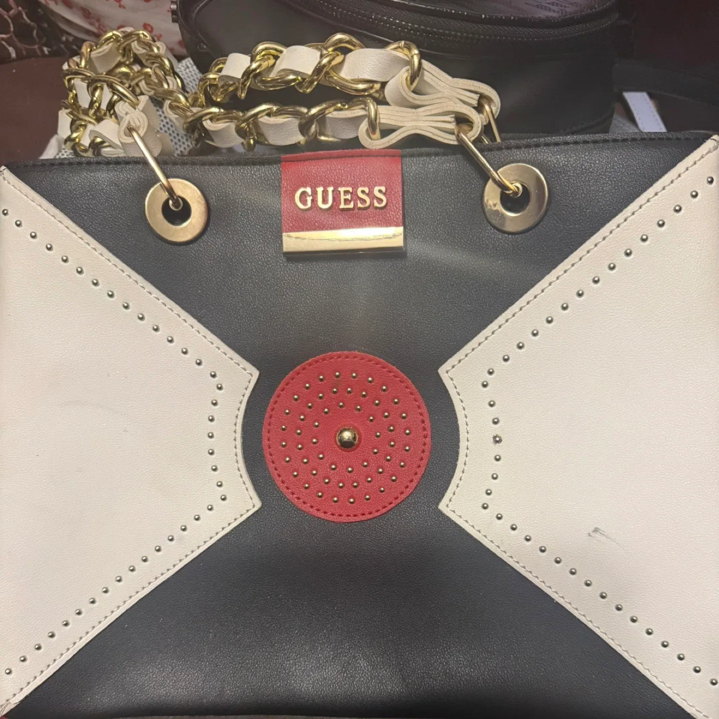 Guess Tote Bag - Black, White & Red