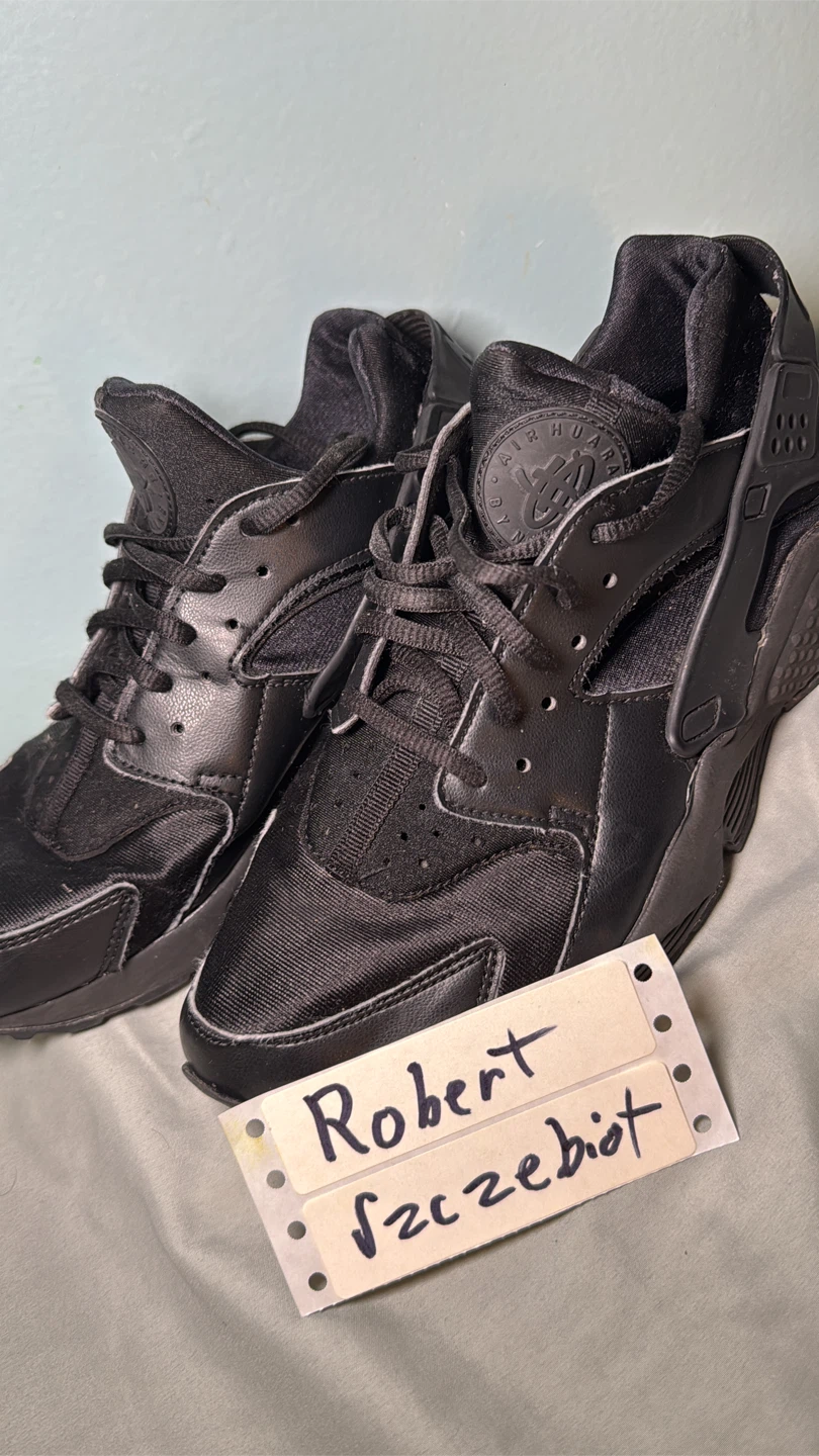 Nike Air Huarache Run triple black 9.5w 8.5men