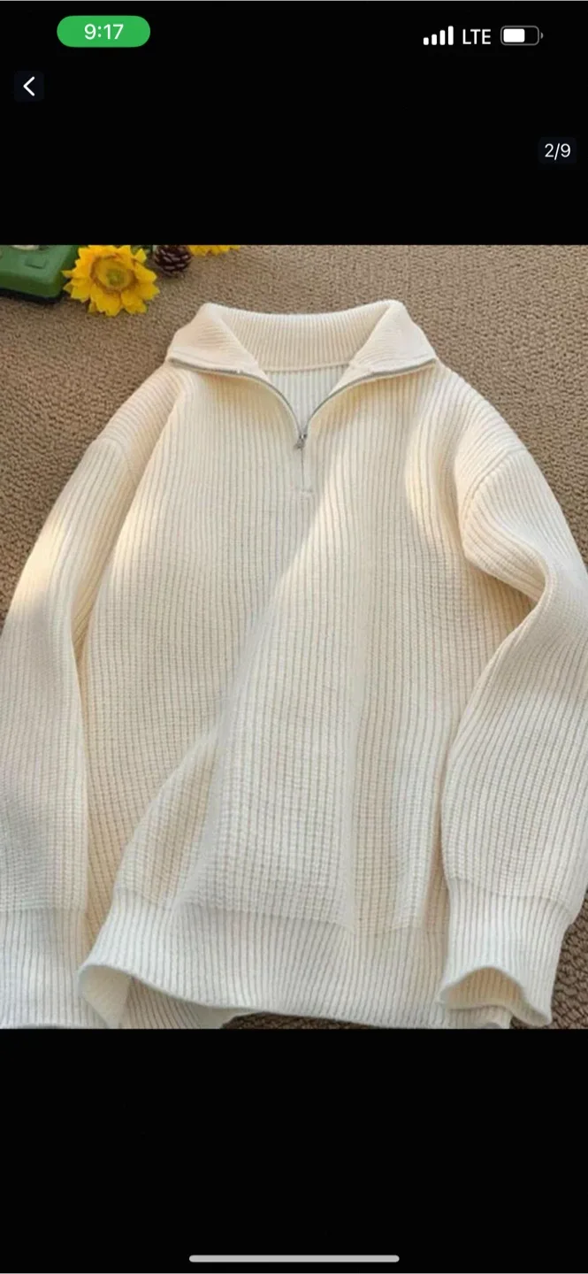 Ribbed Knit Half-Zip Pullover Sweater