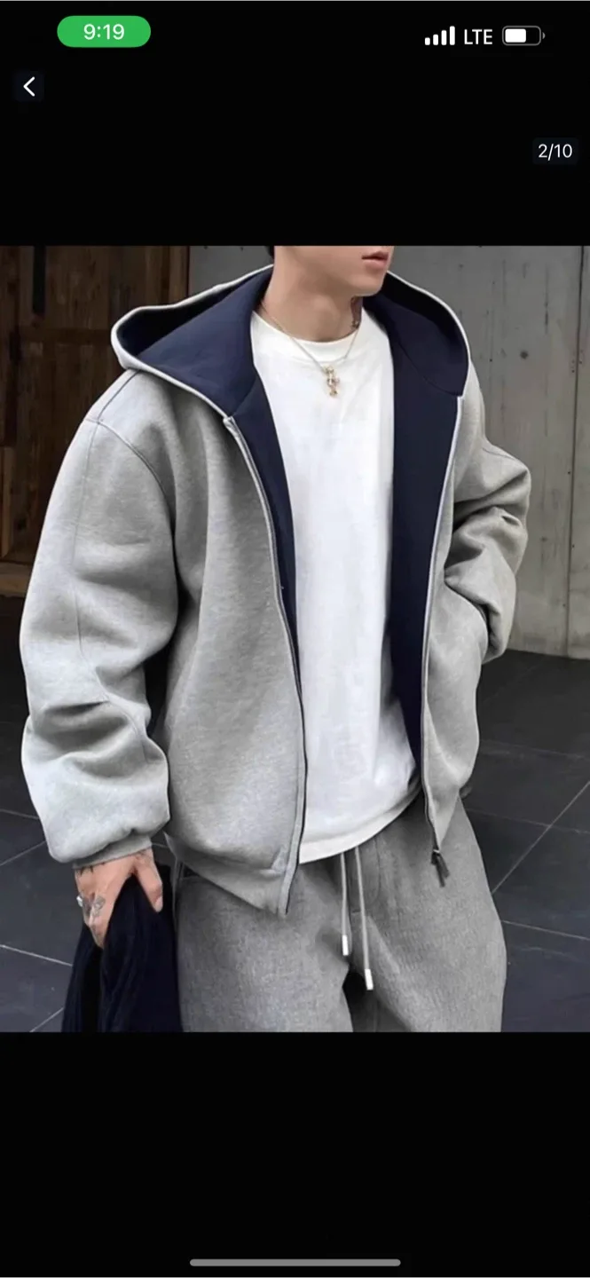 Gray Reversible Zip-Up Hoodie