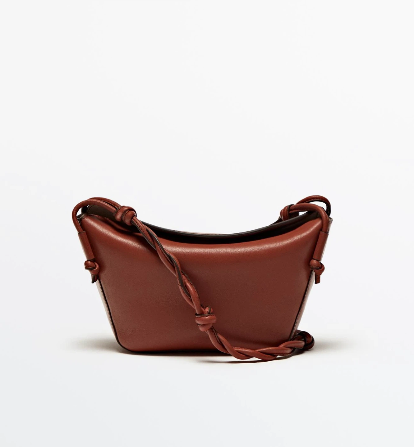 Massimo Dutti - LEATHER CROSSBODY BAG WITH WOVEN STRAP