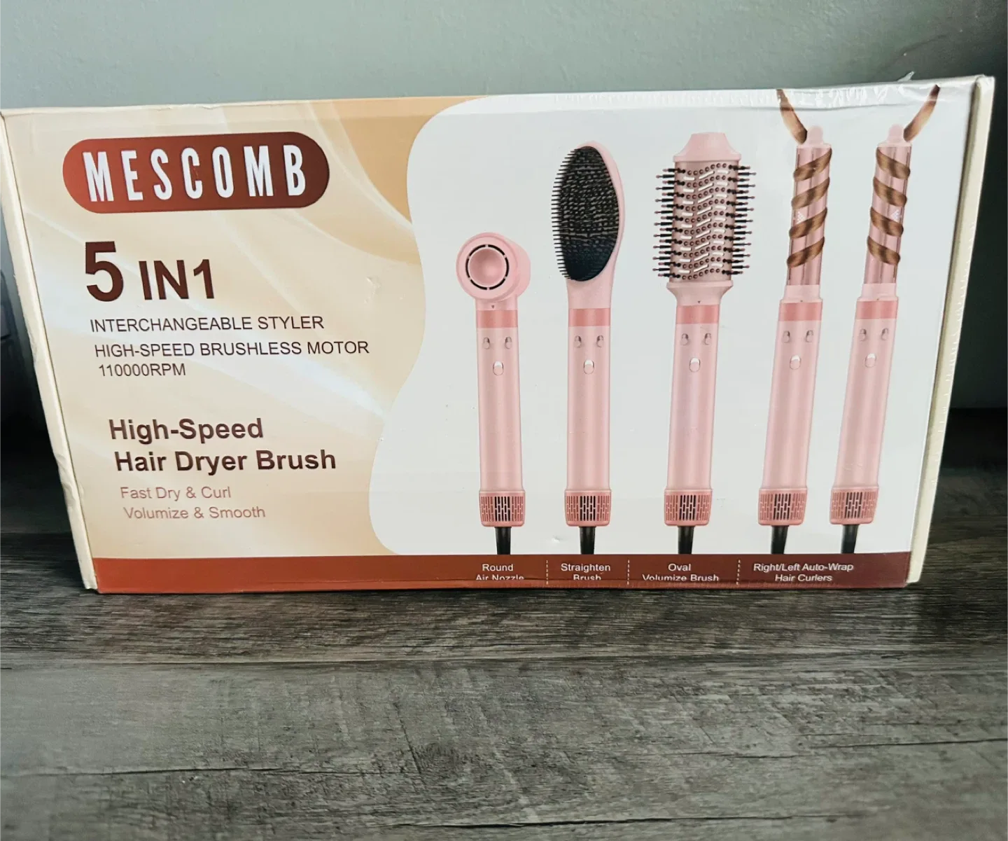 New! Giftable! 5 in 1 Hair Dryer Brush Set - Pink