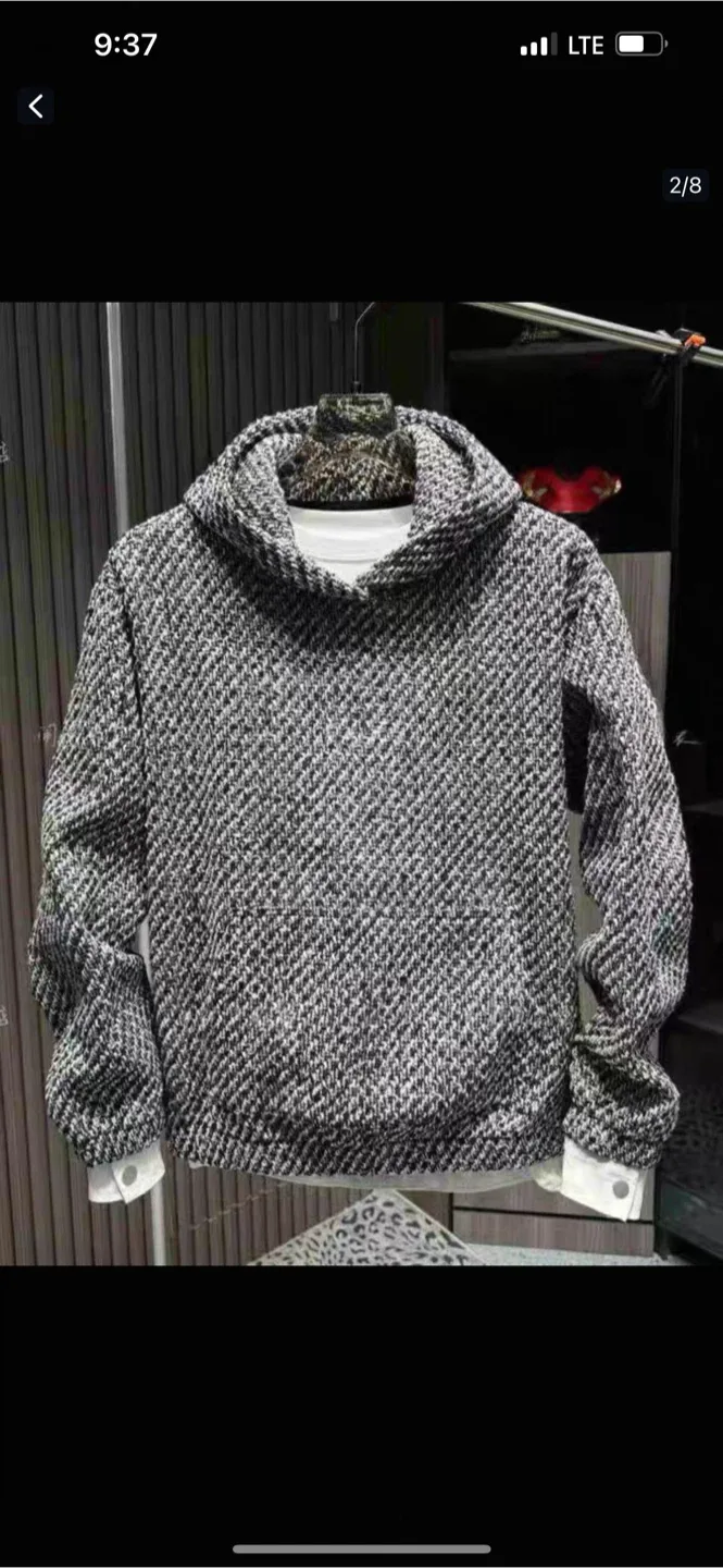 Herringbone Knit Hoodie - Stylish & Cozy