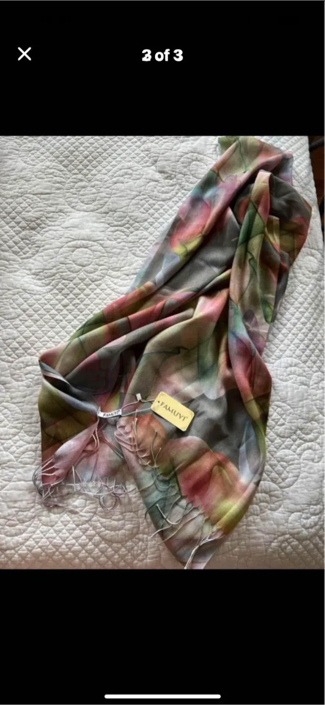 TAMUYI Floral Scarf with Fringes image indicator(4)