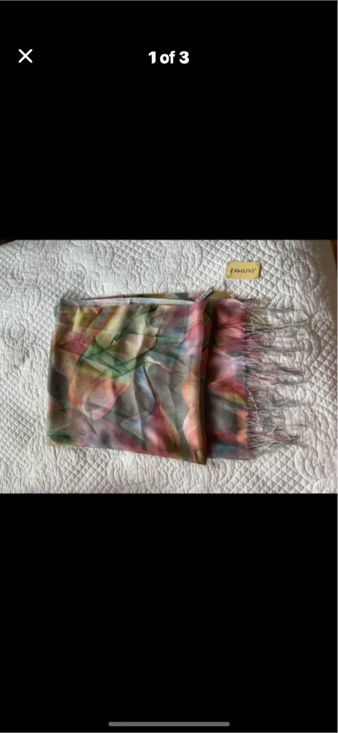 TAMUYI Floral Scarf with Fringes image indicator(3)