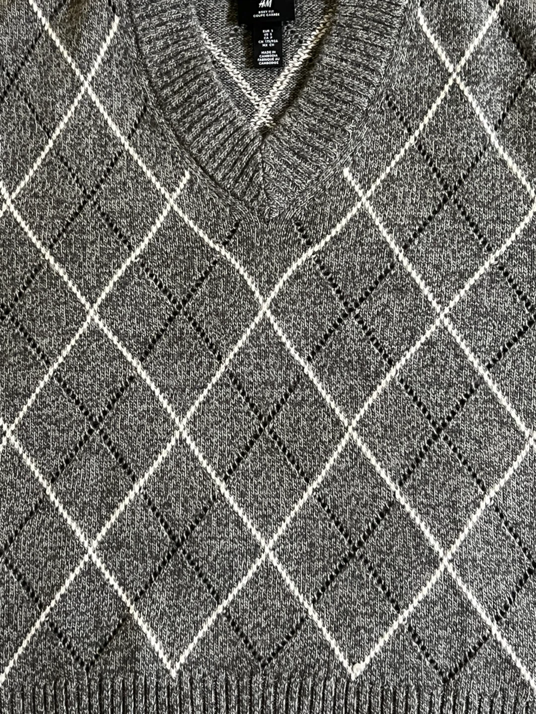 H&M Grey Argyle Sweater - Size S - photo 3