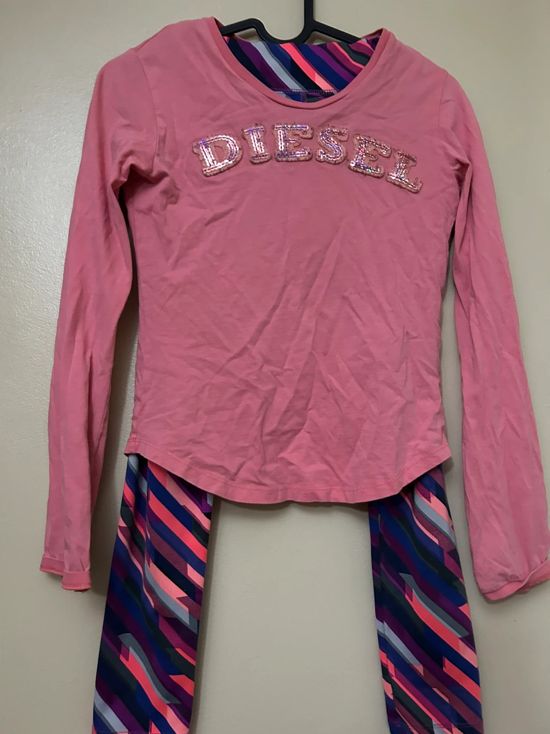 Oshkosh Girls Printed Pants (size 10) & Diesel Peach Top (large)