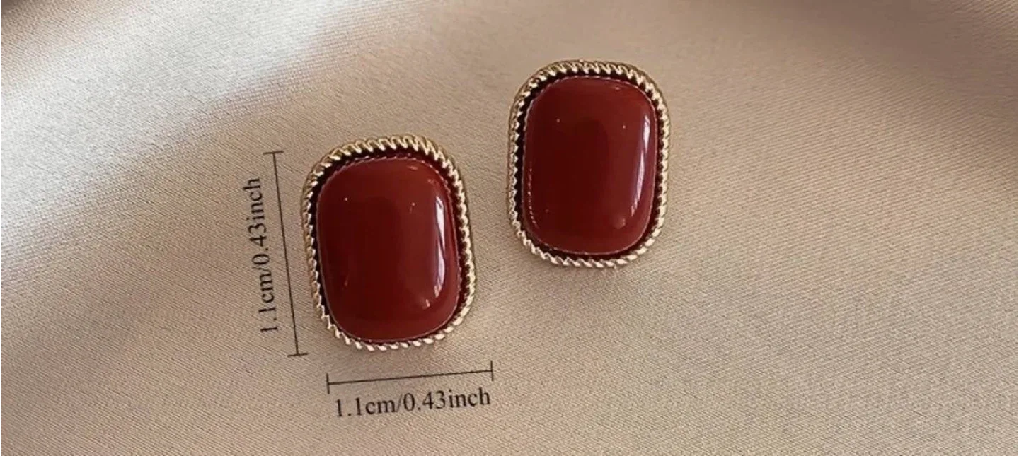 Red Stone Statement Earrings image indicator(4)