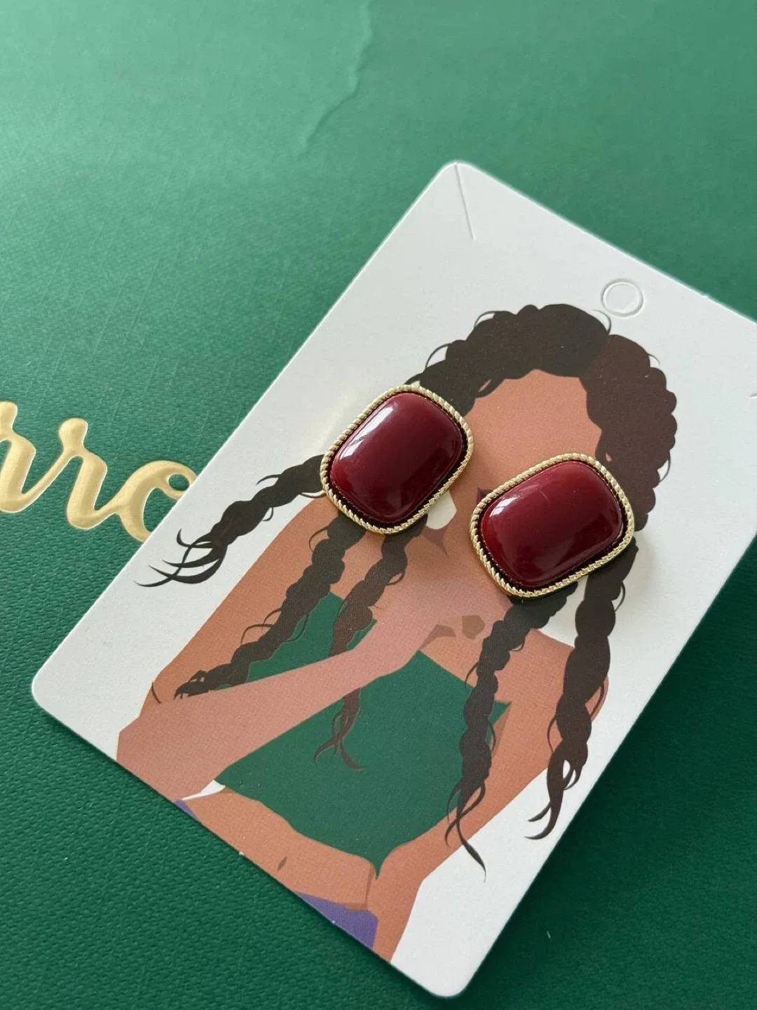 Red Stone Statement Earrings