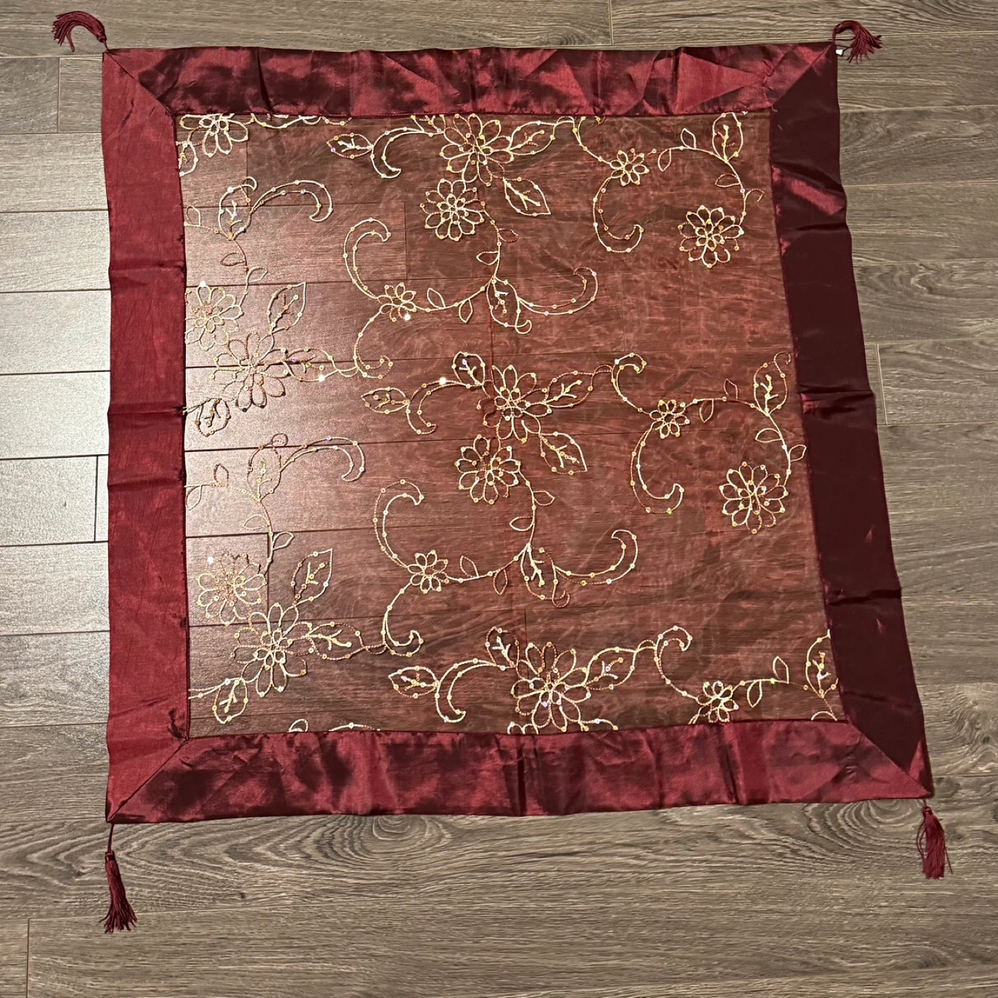 Decorative Burgundy Table Overlays