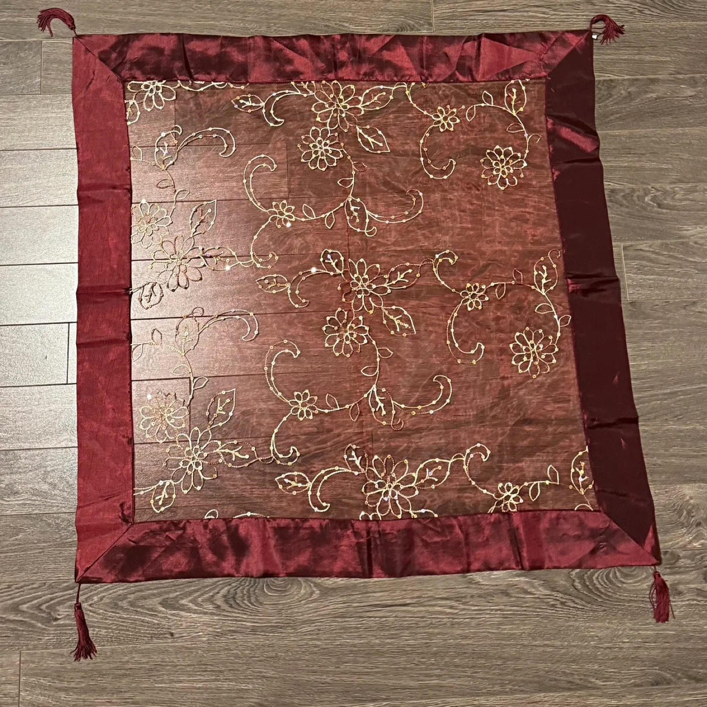 Decorative Burgundy Table Overlays