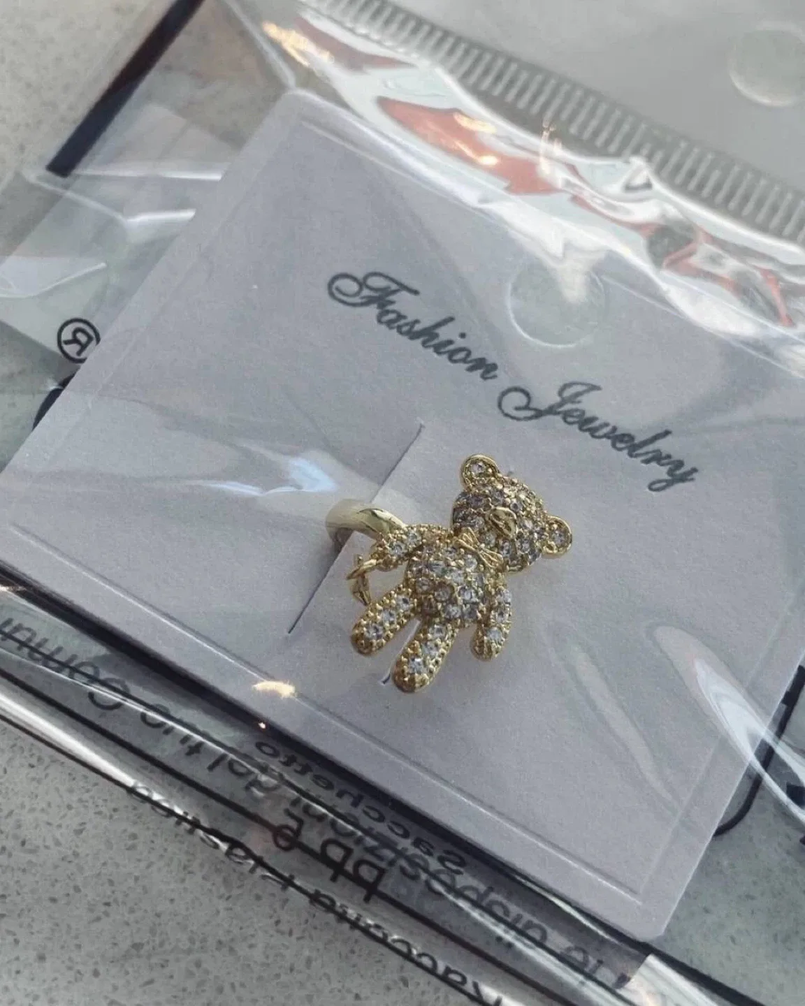 Gold Teddy Bear Ear Cuff with Star Charm image indicator(3)