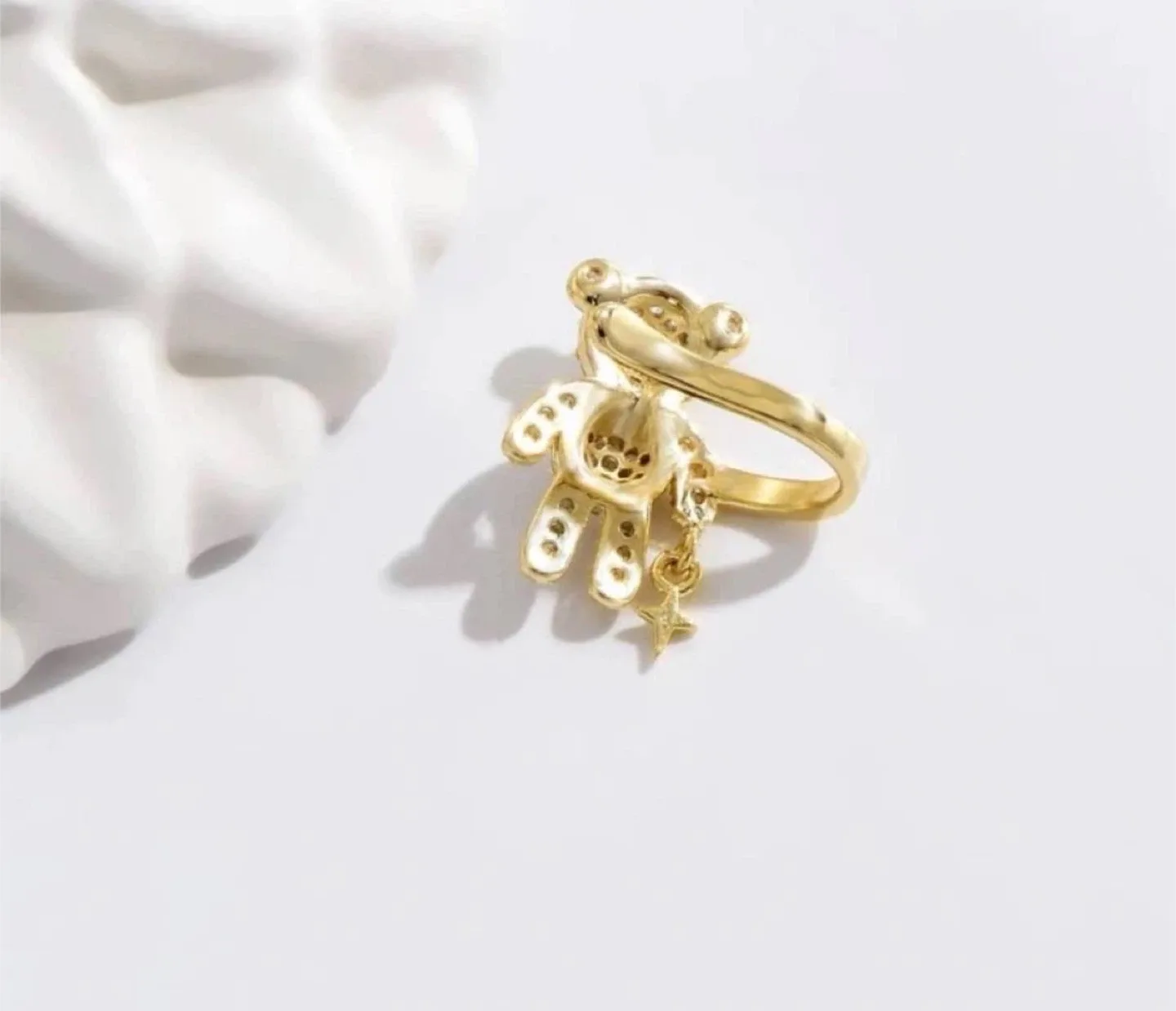 Gold Teddy Bear Ear Cuff with Star Charm image indicator(2)