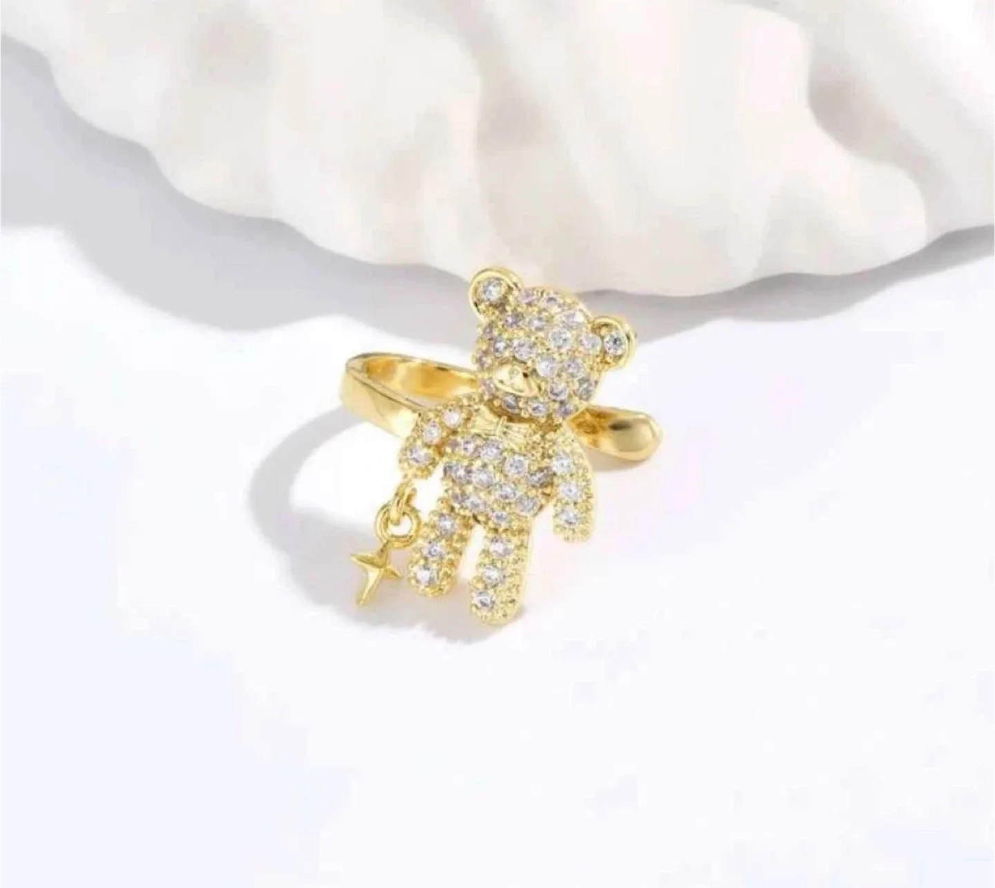 Gold Teddy Bear Ear Cuff with Star Charm image indicator(5)