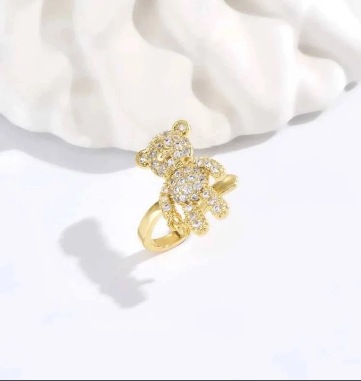 Gold Teddy Bear Ear Cuff with Star Charm image indicator(4)