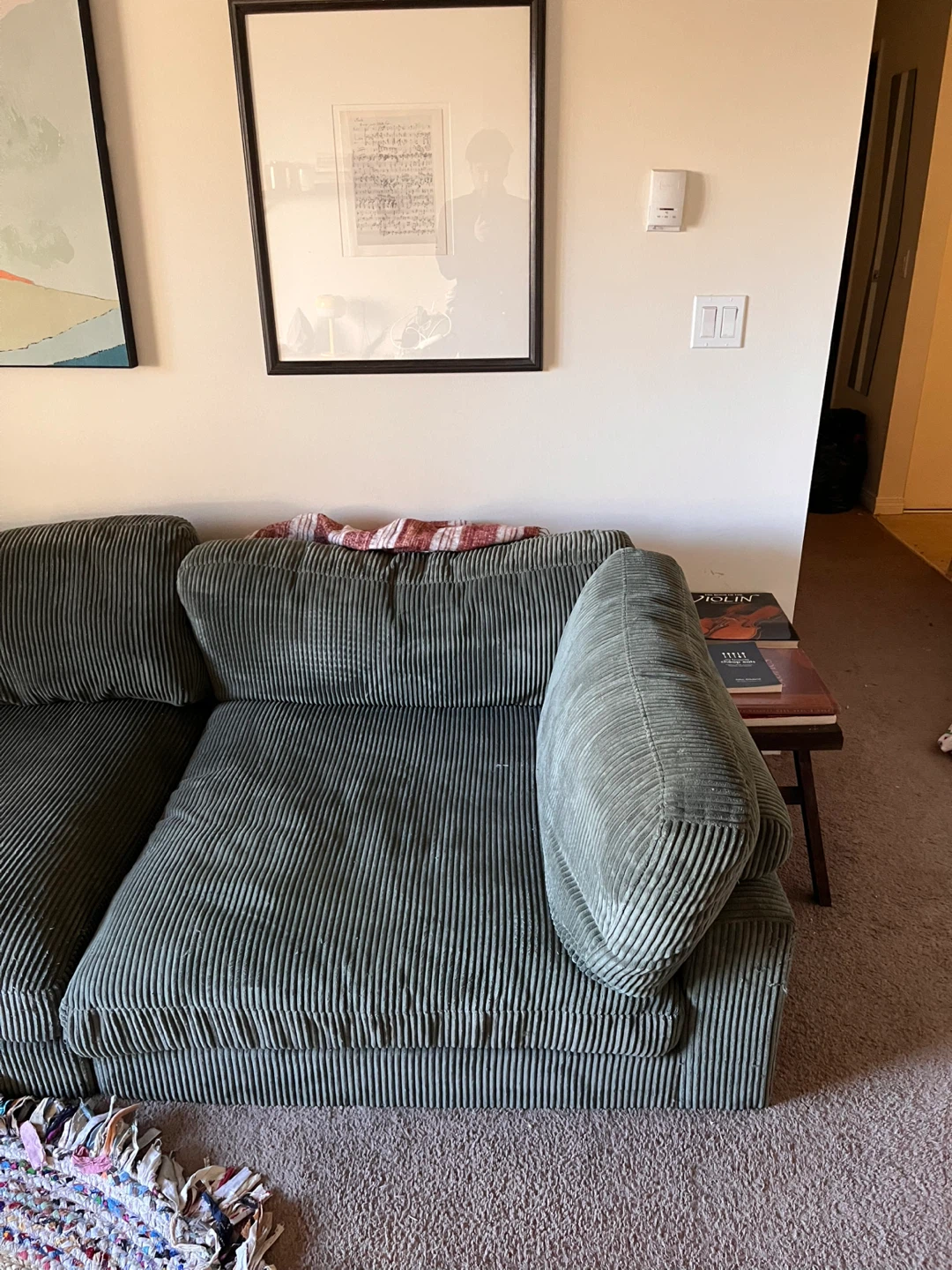 Olive Green Corduroy Sectional Sofa - photo 4